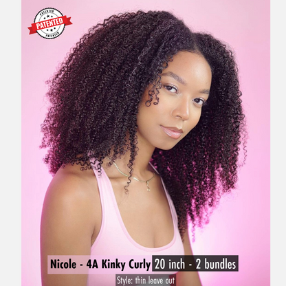 Nicole Burmese 4A Kinky Curly -  InVisiRoot® Clip-ins (AKA TrueRoot™ Clip-ins)