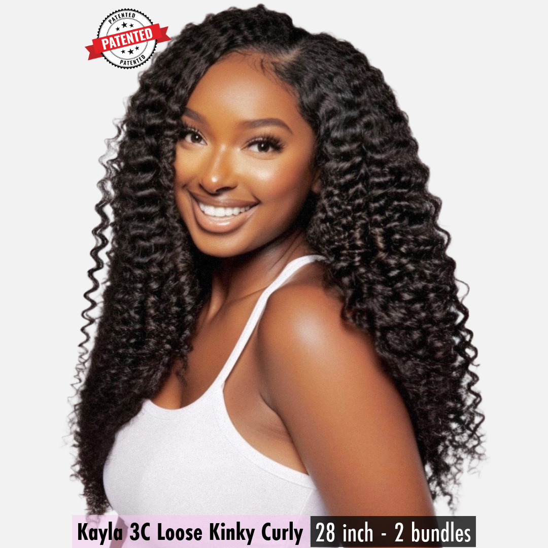 Kayla 3C Burmese Loose Kinky Curly -  InVisiRoot® Clip-ins (AKA TrueRoot™ Clip-ins)