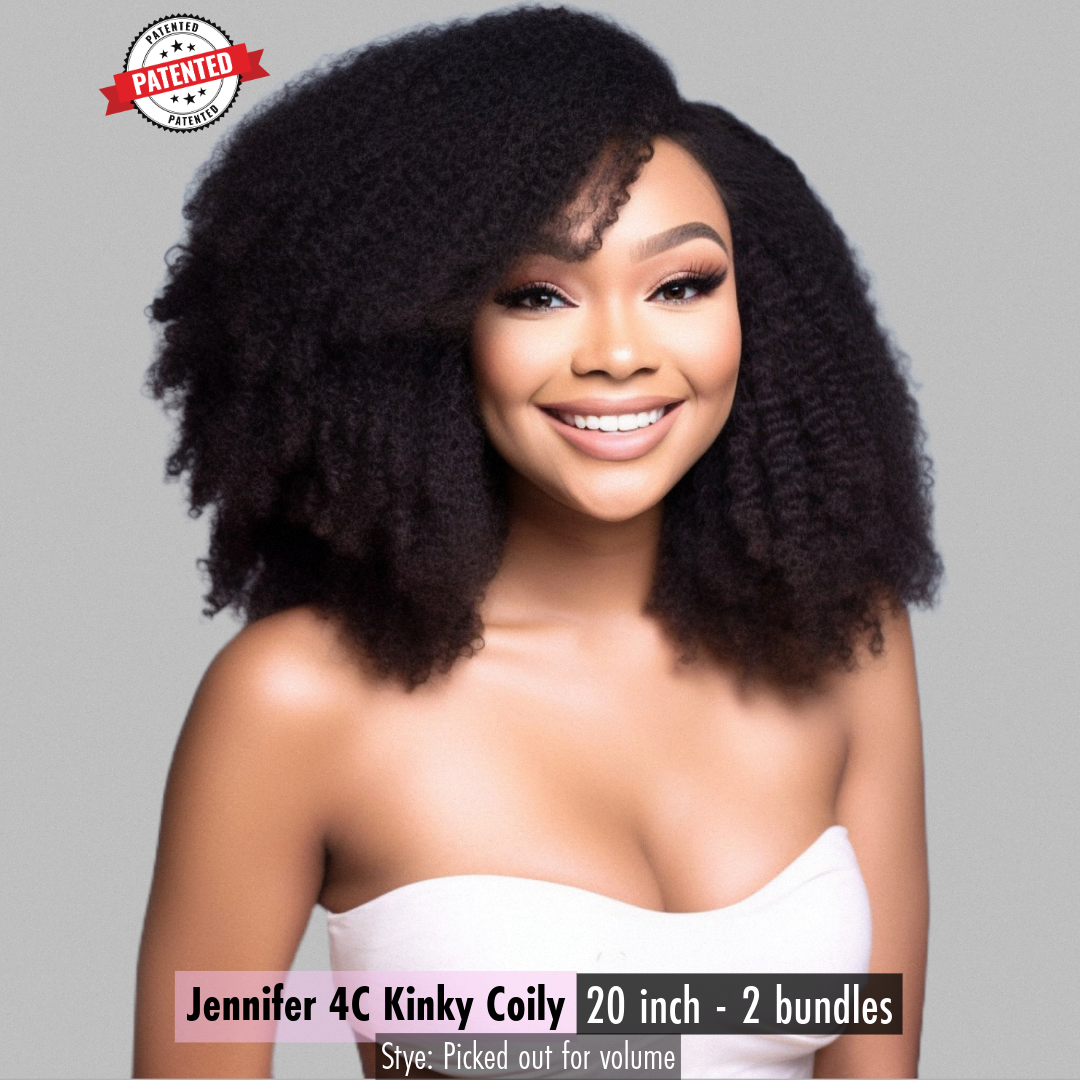 Jennifer 4c Burmese Kinky Coily -  InVisiRoot® Clip-ins (AKA TrueRoot™ Clip-ins)