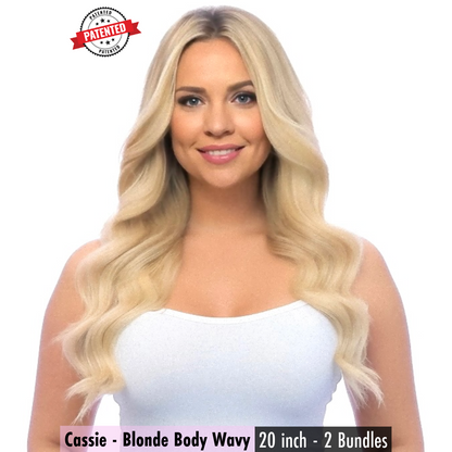 Cassie - Blonde Cambodian Body Wavy - InVisiRoot® Clip-ins (AKA TrueRoot™ Clip-ins)