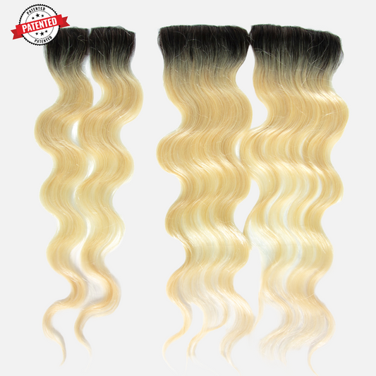 Lauren - Dark Roots Blonde Cambodian Body Wavy - InVisiRoot® Closure Pieces