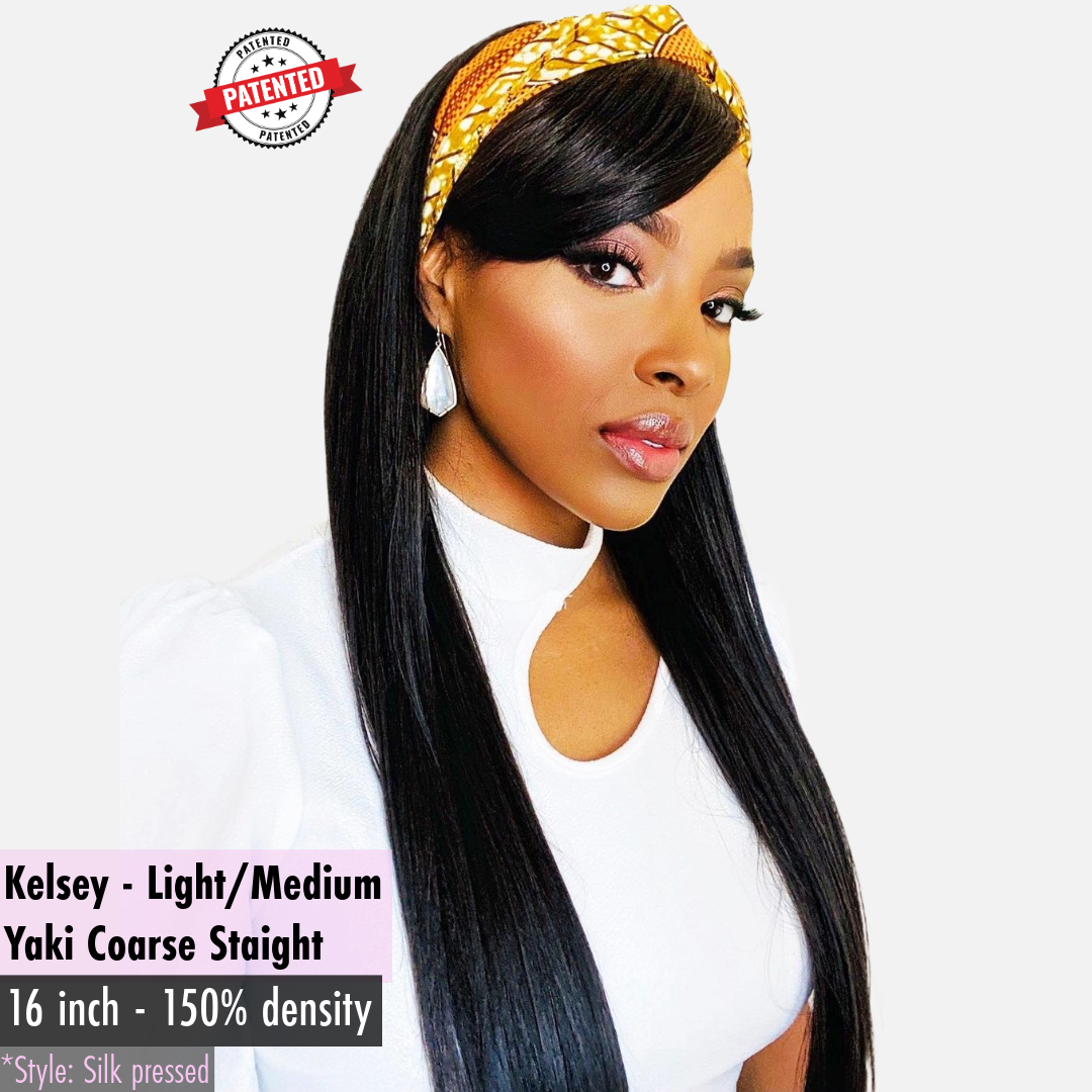 Kelsey - Virgin Cambodian Hair - Light/Medium Yaki Coarse - InVisiRoot® Thin-Part™️Wig