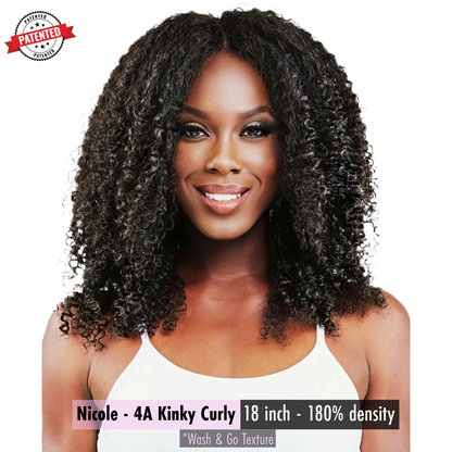 Nicole - 4a - Virgin Burmese  Hair - Kinky Curly - InVisiRoot® Thin-Part™️Wig